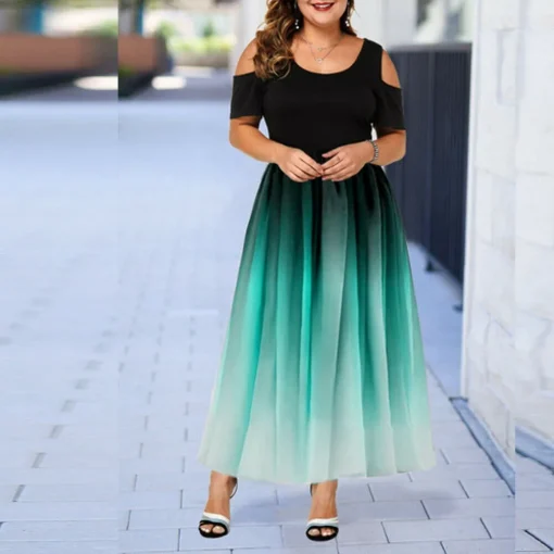 Gradient Evening Dress: Plus Size, Crew Neck, High Quality Luxury