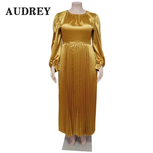 Lantern Sleeve Midi Dress: Elegant, Plus Size, High Waist - Image 3