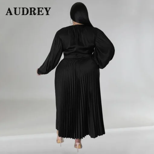 Lantern Sleeve Midi Dress: Elegant, Plus Size, High Waist - Image 2