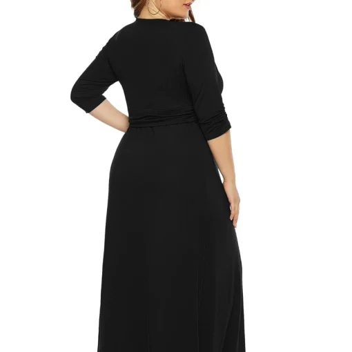 Deep V-Neck Plus Size Dress: Sexy, Ruched, Elegant Fiesta - Image 4