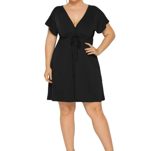 Fashion V-Neck Dress: Plus Size, Backless Elegance with Lace-Up - Image 5