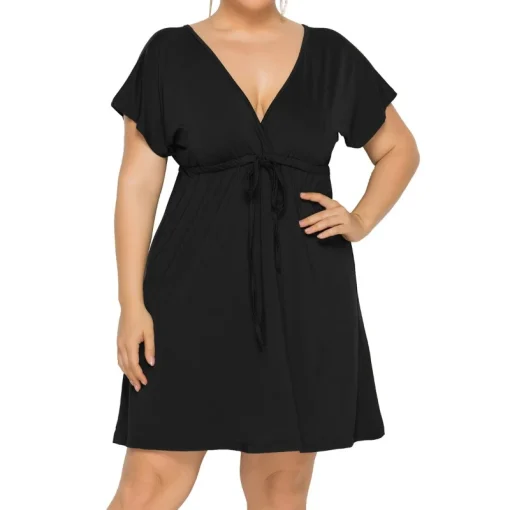 Fashion V-Neck Dress: Plus Size, Backless Elegance with Lace-Up - Image 6