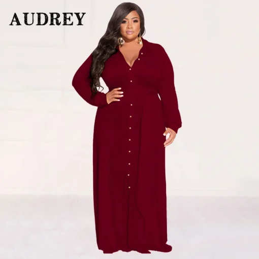 Club-Ready Lace-Up Plus Size Dress: Elegant, Long Sleeved Fit - Image 3