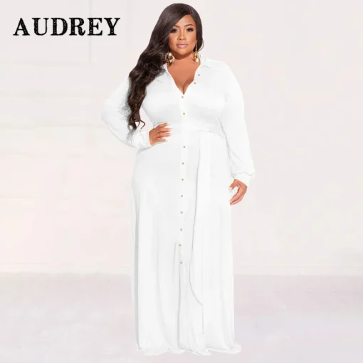 Club-Ready Lace-Up Plus Size Dress: Elegant, Long Sleeved Fit - Image 4