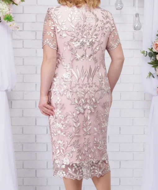 Lace Embroidered Dress: Plus Size, Elegant Crew Neck, High Waist - Image 5