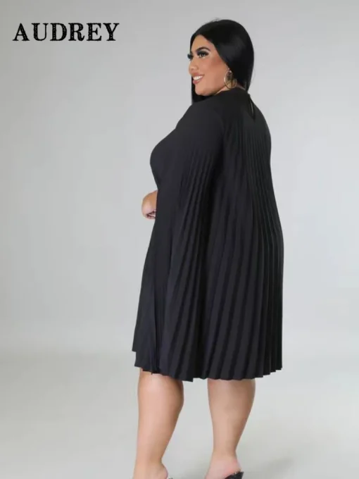 Midi Dress: Plus Size, Draped Cloak Sleeve, Elegant Evening Wear - Image 4