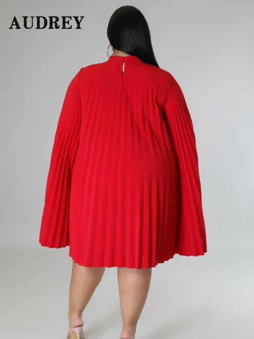 Midi Dress: Plus Size, Draped Cloak Sleeve, Elegant Evening Wear - Image 2