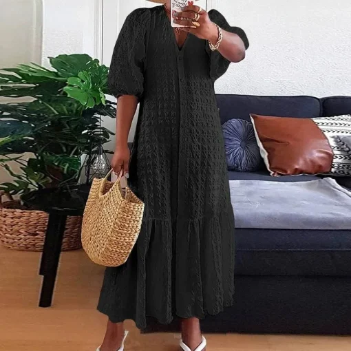 Bohemian Maxi Shirt Dress: Plus Size, V-Neck, Summer Chic - Image 3