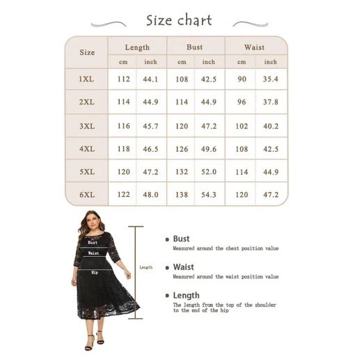 Lace High Waist Evening Dress: Plus Size, Elegant, Crew Neck - Image 6