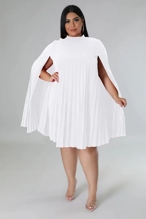 Midi Dress: Plus Size, Draped Cloak Sleeve, Elegant Evening Wear - Image 6