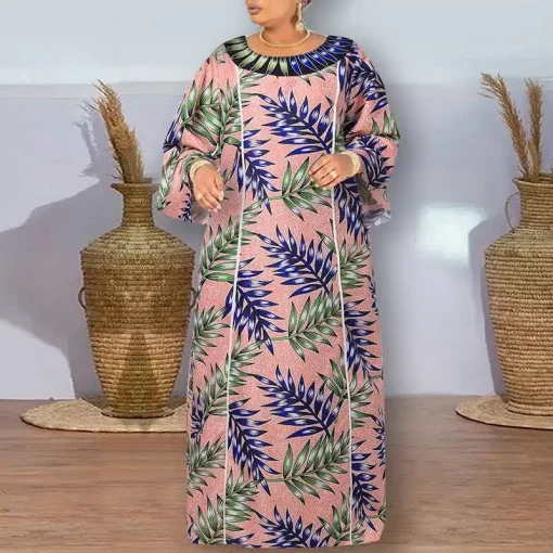 Bohemian Printed Maxi Dress - Autumn Flare Sleeve - Image 5