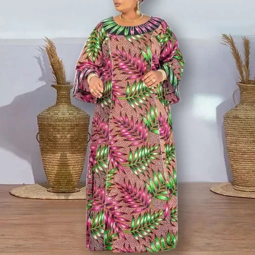 Bohemian Printed Maxi Dress - Autumn Flare Sleeve - Image 6