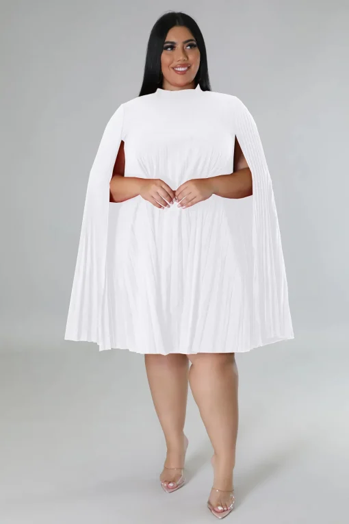 Midi Dress: Plus Size, Draped Cloak Sleeve, Elegant Evening Wear - Image 5