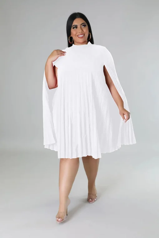 Midi Dress: Plus Size, Draped Cloak Sleeve, Elegant Evening Wear