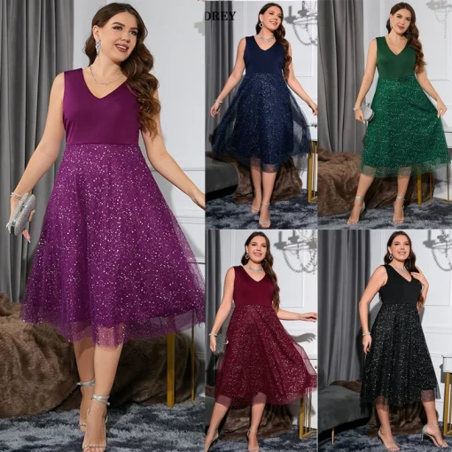 Chic Plus Size Off-Shoulder Dress: Elegant Evening & Party Wear