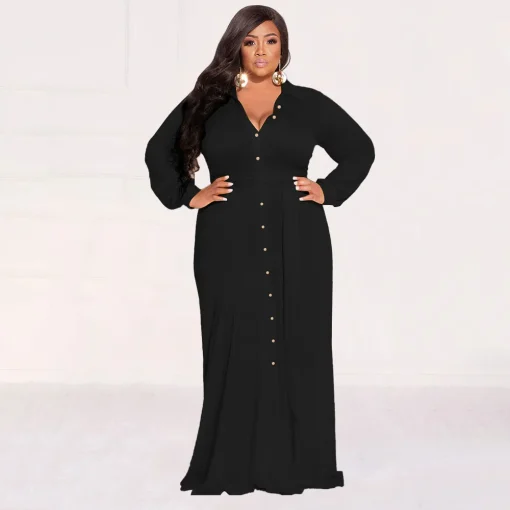 Club-Ready Lace-Up Plus Size Dress: Elegant, Long Sleeved Fit - Image 6