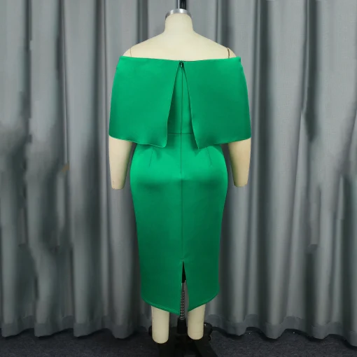 Green Sexy Bodycon Dress: Off-Shoulder, Big Bow, Elegant Ankle-Length - Image 4