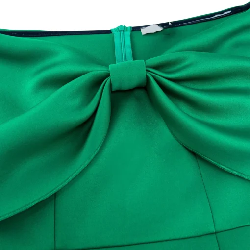 Green Sexy Bodycon Dress: Off-Shoulder, Big Bow, Elegant Ankle-Length - Image 5