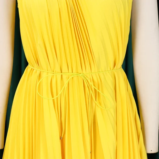 Elegant One-Shoulder Pleated Dress: Sexy, Sleeveless, Birthday Party Chic - Image 5