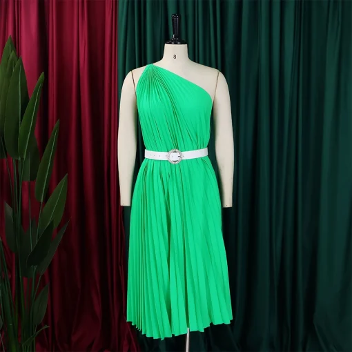 One-Shoulder Pleated Dress: Sexy, Sleeveless, Elegant - Perfect for Parties - Image 2