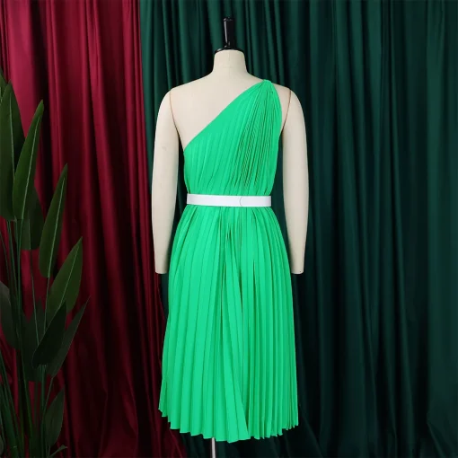 One-Shoulder Pleated Dress: Sexy, Sleeveless, Elegant - Perfect for Parties - Image 3