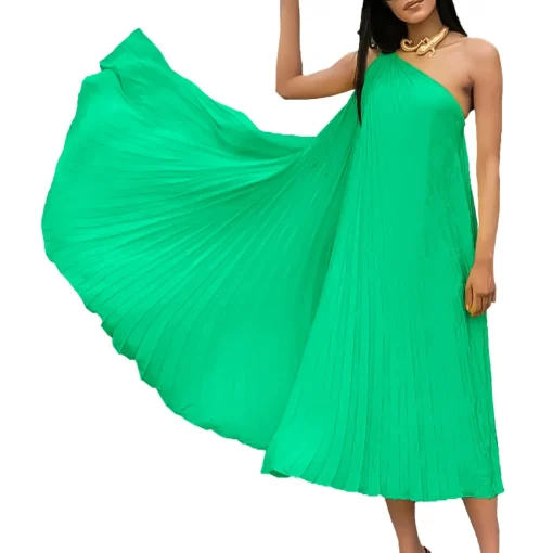 One-Shoulder Backless Pleated Dress: Sexy, Elegant for Party - Image 6