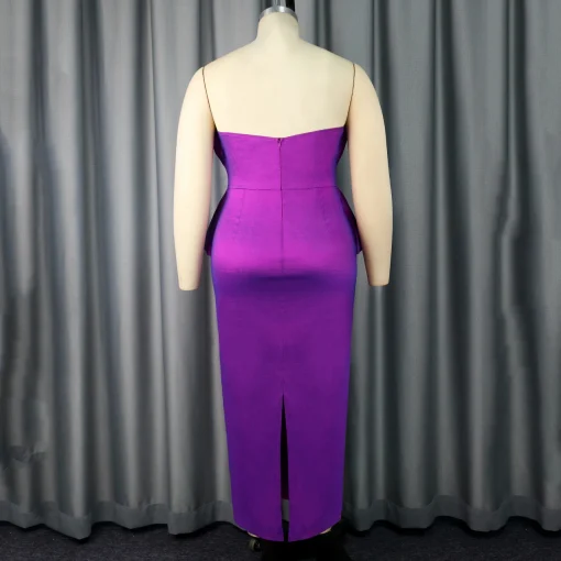 Purple Strapless Dress: Elegant, Backless, High Waist, Ankle-Length - Image 4