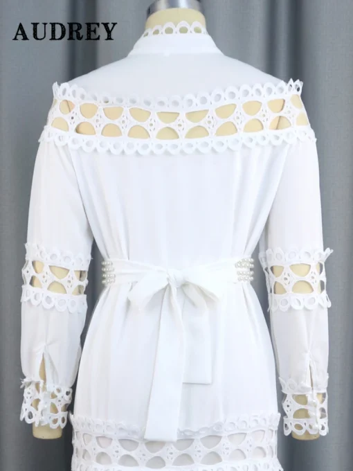 Vintage Lace Plus Size White Dress: Chic High Waist Elegance - Image 3