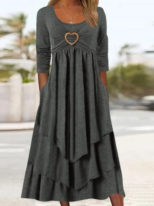 Chic Irregular Party Dress: Plus Size, Elegant Long Sleeve - Image 2