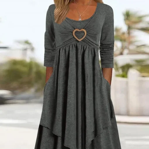 Chic Irregular Party Dress: Plus Size, Elegant Long Sleeve - Image 4