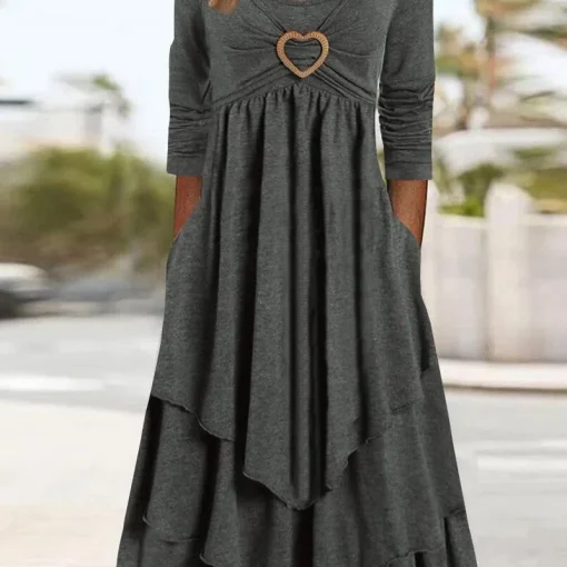 Chic Irregular Party Dress: Plus Size, Elegant Long Sleeve - Image 5