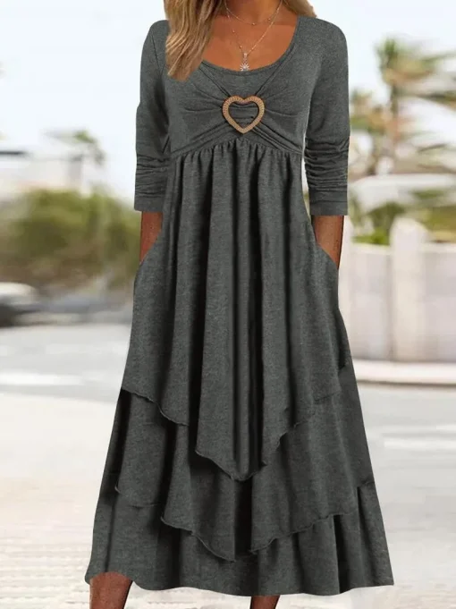 Chic Irregular Party Dress: Plus Size, Elegant Long Sleeve