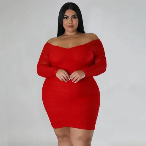 New Arrivals: V Neck Plus Size Nightclub Dress, Bodycon Gowns - Image 2