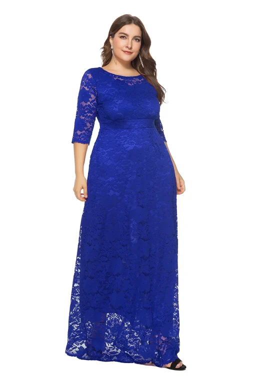 Maxi Elegance: Plus Size Lace Perspective Dress, High Waist - Image 5