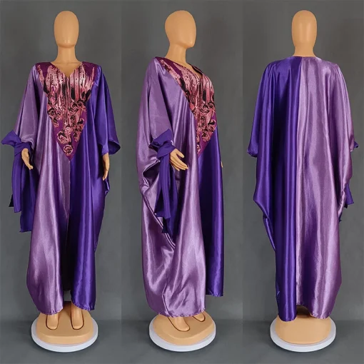 Dubai Style Abayas: Muslim Evening Dress, Satin Robe for Women - Image 5