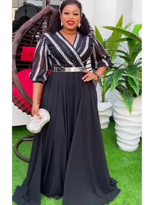 Plus Size African Evening Party Maxi Dress: Elegant Kaftan - Image 3