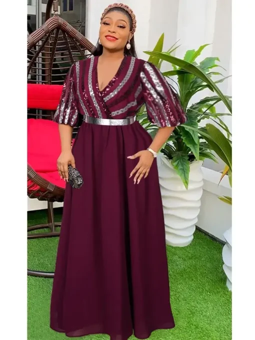 Plus Size African Evening Party Maxi Dress: Elegant Kaftan - Image 4