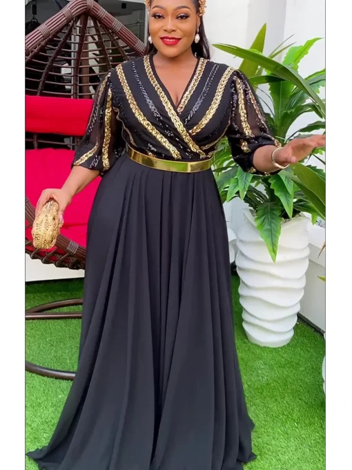 Plus Size African Evening Party Maxi Dress: Elegant Kaftan