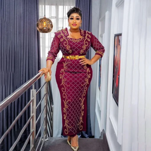 Elegant Plus Size African Wedding Party Dress