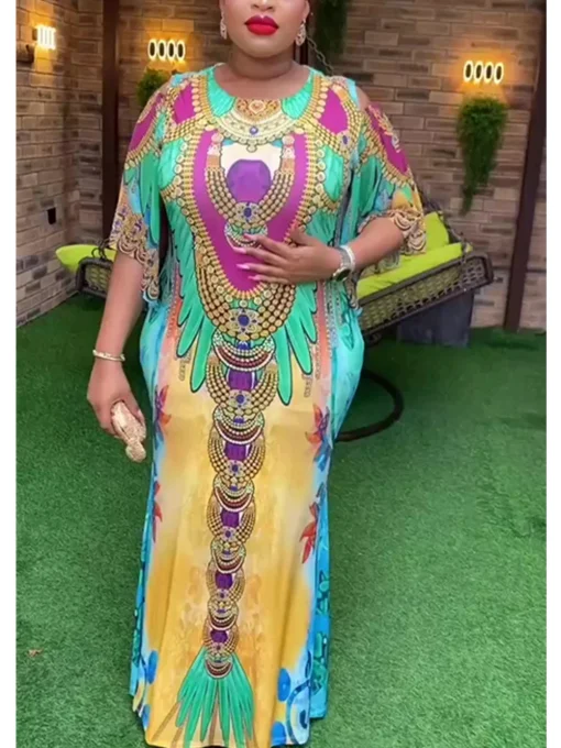 Elegant Plus Size Dashiki Ankara Party Dress - Image 2