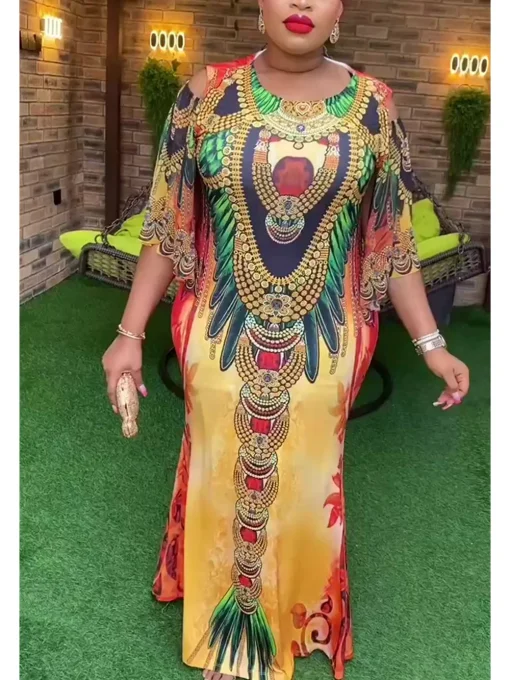 Elegant Plus Size Dashiki Ankara Party Dress - Image 3