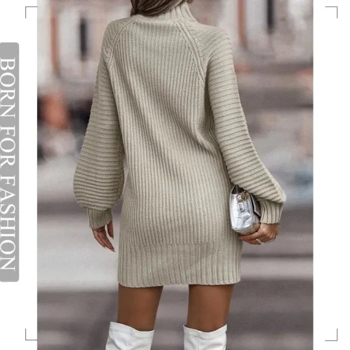 Vintage Turtleneck Knitted Dress: New Arrival, Winter Chic, Mini Sweater - Image 6