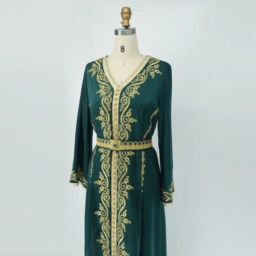 Maxi Dress Kaftan: Floral Embroidered Muslim Fashion Abaya - Image 6