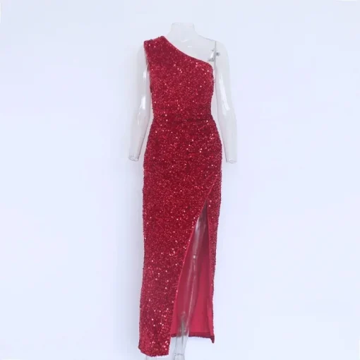 Sexy Sequin Maxi Dress: New Arrivals, One Shoulder, Bodycon - Image 6