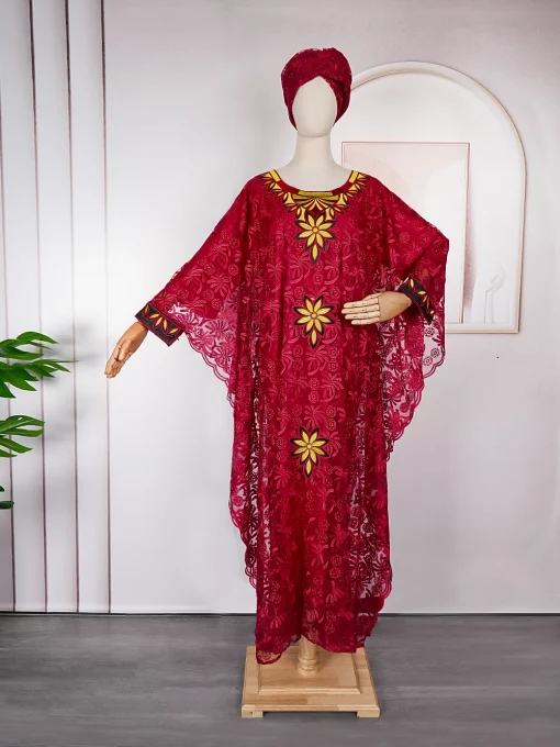 Plus Size Dashiki Ankara Wedding Dresses + Headscarf - Image 4