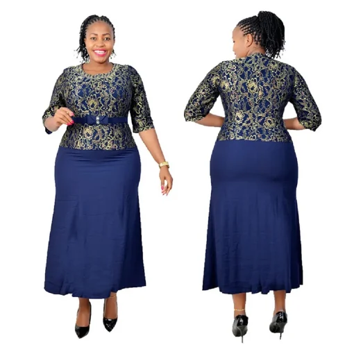 Elegant Plus Size Dashiki Ankara Lace Maxi Dress