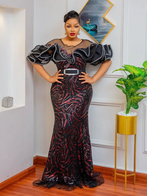 African Party Dresses - Plus Size Ankara Sequin Gowns