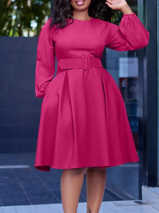 Winter Plus Size Belted Dress - Image 3