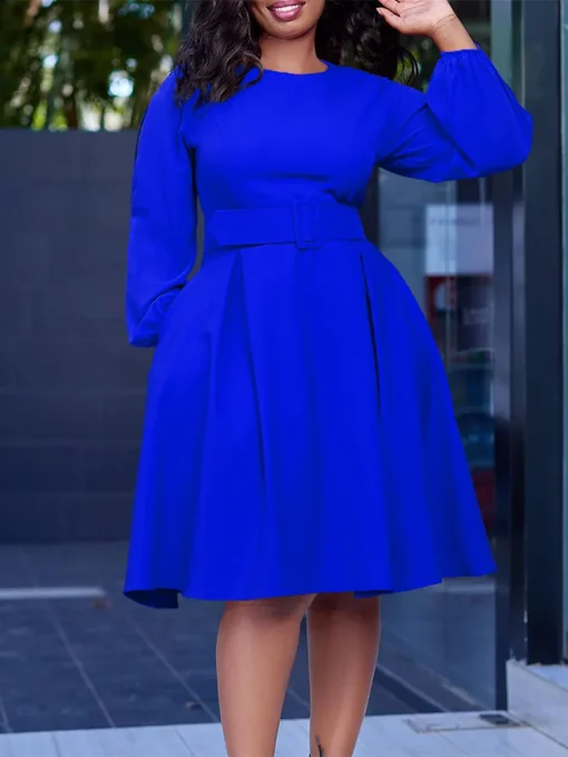 Winter Plus Size Belted Dress - Image 5