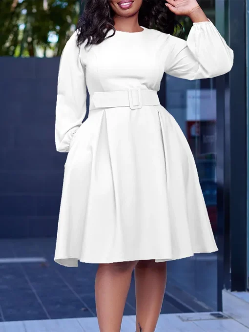 Winter Plus Size Belted Dress - Image 6